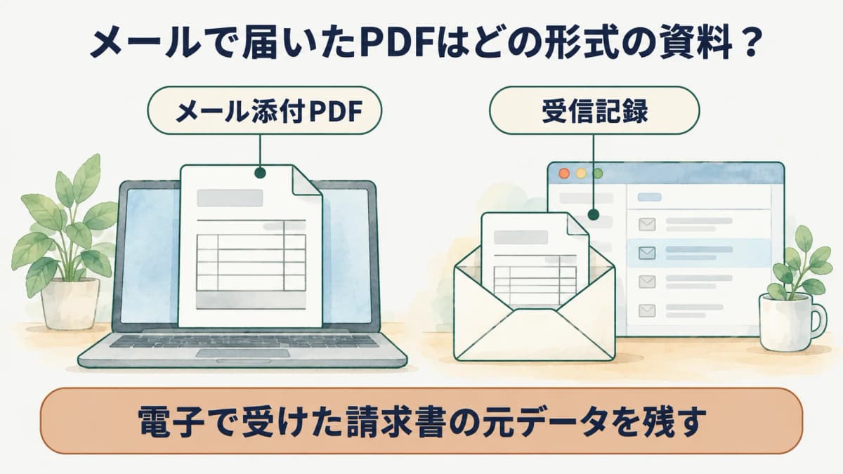 メール添付PDFの請求書と受領経路を区分する図